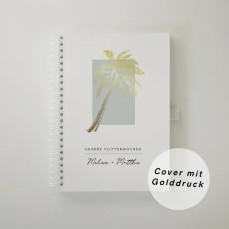 Reisetagebuch Gold Personalisiert | Flitterwochen | Erinnerungen zum Selberschreiben | Geschenk für Brautpaar | Reisebuch