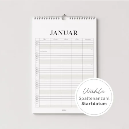 Personalisierter Familienkalender A3 2026 / 2027 – Wandkalender personalisiert, Familienplaner mit Namen, 3-5 Spalten, Startdatum wählbar